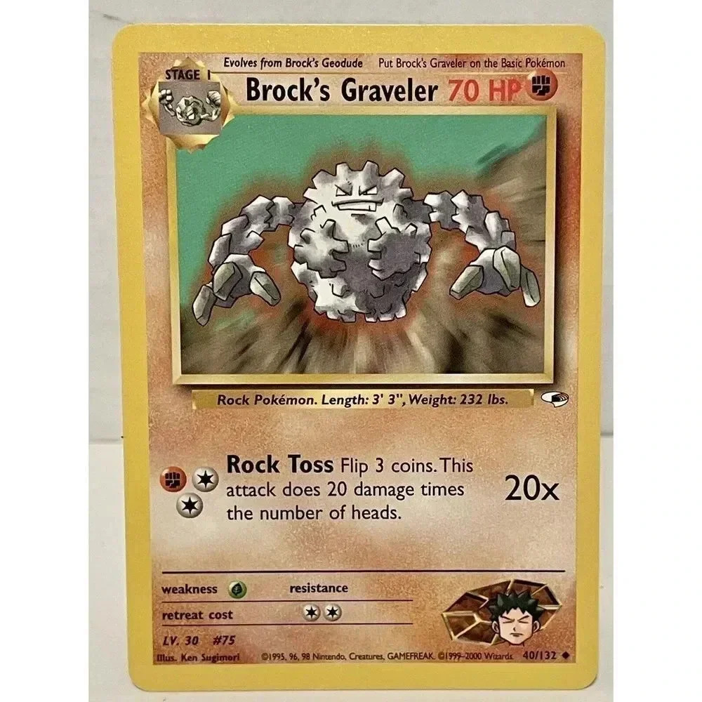 Pokemon‎ WOTC Brock's Graveler 40/132 Gym Heroes Set UNLIMITED Uncommon NM
